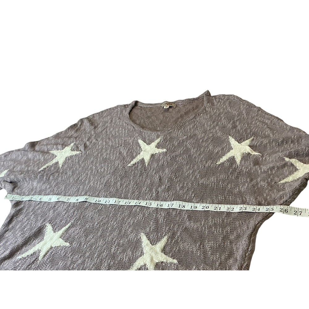 Gigio Plus Womens 1XL Star Print Oversized V-Neck Sweater Mauve PC1400 - Picture 3 of 8